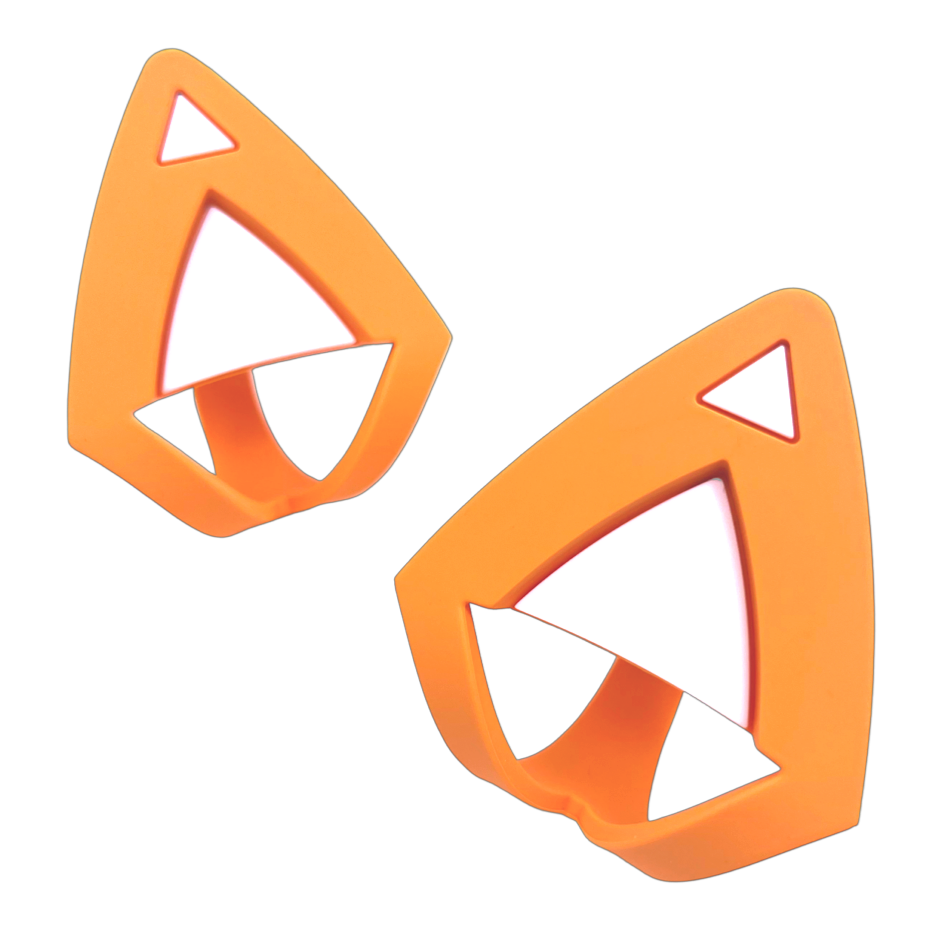 Melon orange and bright white attachable cat ears. The main color is orange and the interior triangle is white.